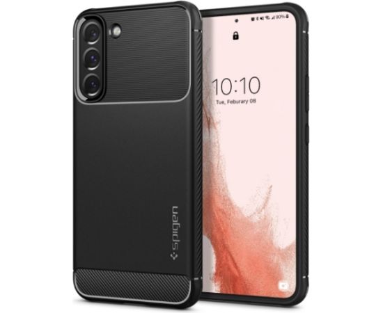 OEM Korpuss SPIGEN Rugged Armor ACS03986 priekš Samsung Galaxy S22 - Matēts melns