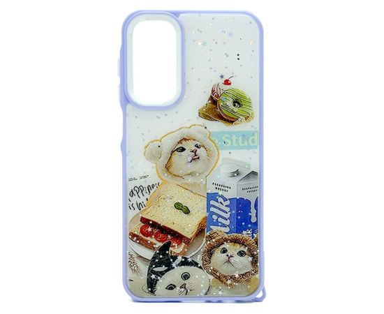 iLike Samsung  Galaxy A15 EPOXY CARTOON COVER Purple White