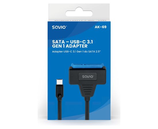 SAVIO AK-69 Adapter USB-C 3.1 Gen 1 (M) - SATA (F) for 2.5" drives