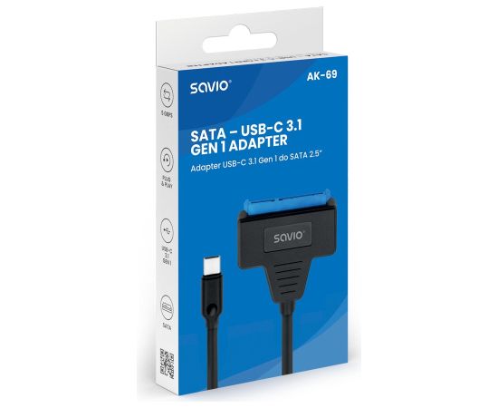 SAVIO AK-69 Adapter USB-C 3.1 Gen 1 (M) - SATA (F) for 2.5" drives