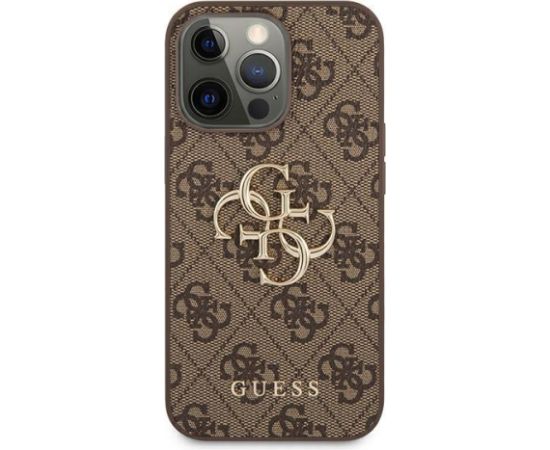 Guess GUHCP13L4GGGMBR iPhone 13 Pro cietais maciņš4G Big Metal Logo brūns