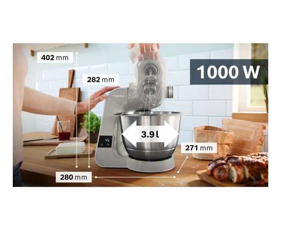 Bosch MUM5XL72 food processor (grey/silver, 1,000 watts, integrated scales, series 4)