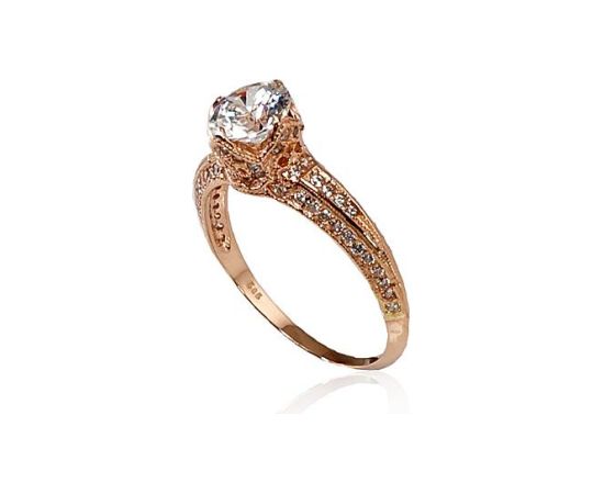 Золотое кольцо #1100245(Au-R)_CZ, Красное Золото 585°, Цирконы, Размер: 18.5, 2.68 гр.