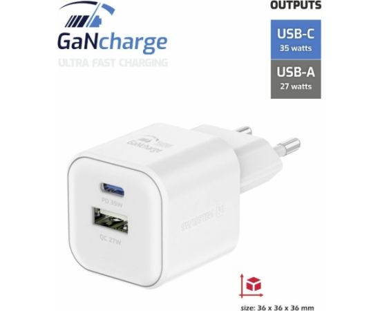 Swissten 3арядное устройство GaN USB-C 35W PD / USB-A 27W QC