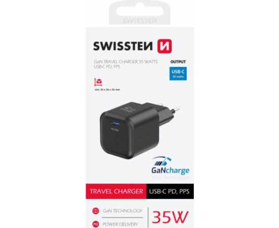 Swissten Зарядное устройство GaN USB-C 35W PD