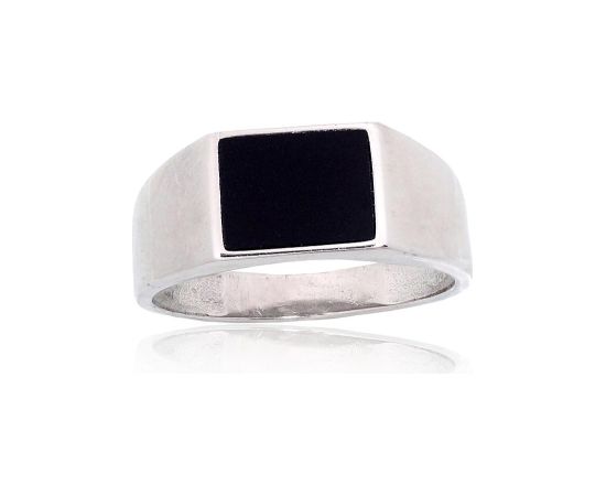 Серебряное кольцо #2101926(PRh-Gr)_ON, Серебро 925°, родий (покрытие), Оникс, Размер: 21.5, 5.4 гр.