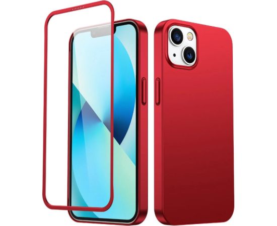 Joyroom 360 Full Case front and back cover for iPhone 13 + tempered glass screen protector red (JR-BP927 red)