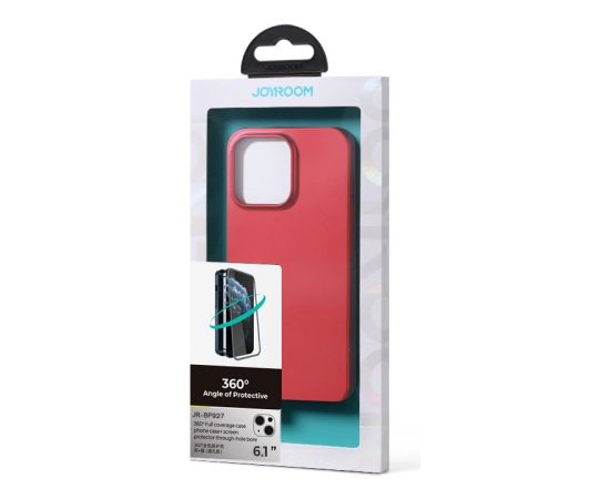 Joyroom 360 Full Case front and back cover for iPhone 13 + tempered glass screen protector red (JR-BP927 red)