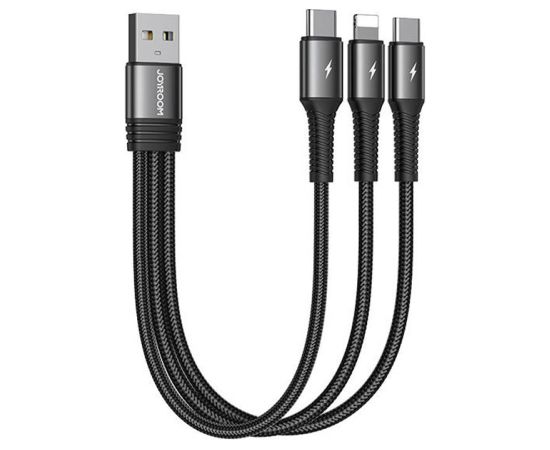 USB cable Joyroom S-01530G11 3in1 2x USB-C / Lightning 3.5A 0.15m (black)