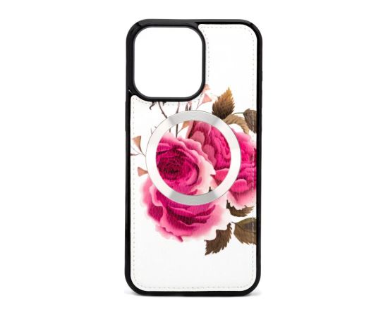 Evelatus Apple  iPhone 15 Pro Leather Case Zipper Design Flower White