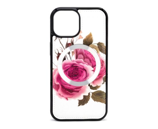 Evelatus Apple  iPhone 14 Leather Case Zipper Design Flower White