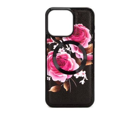 Evelatus Apple  iPhone 14 Pro Leather Case Zipper Design Flower Black