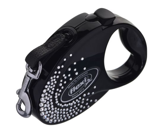 FLEXI Glam Splash Crystal with Swarovski crystals S - Dog Retractable lead - 3 m - black