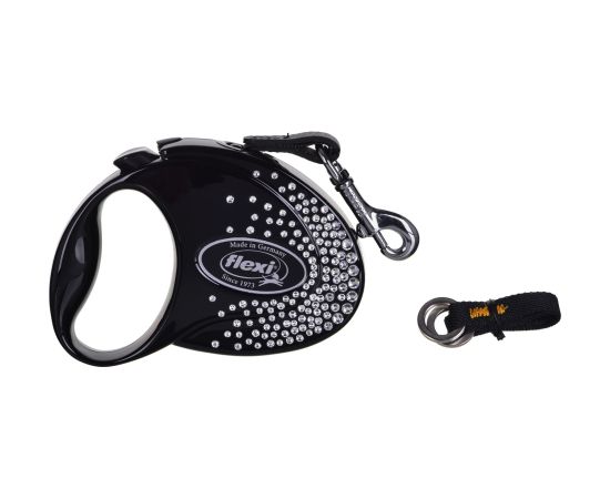 FLEXI Glam Splash Crystal with Swarovski crystals S - Dog Retractable lead - 3 m - black