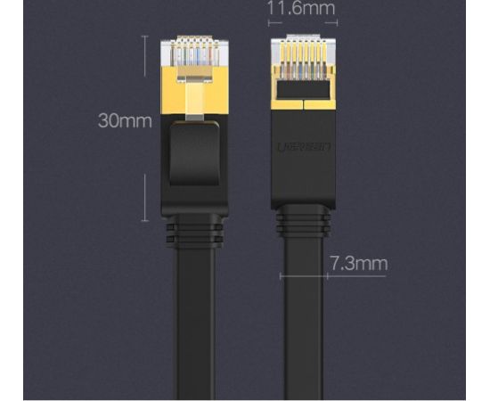 Ugreen Ethernet patchcord flat cable RJ45 Cat 7 STP LAN 10 Gbps 10 m black (NW106 11265)