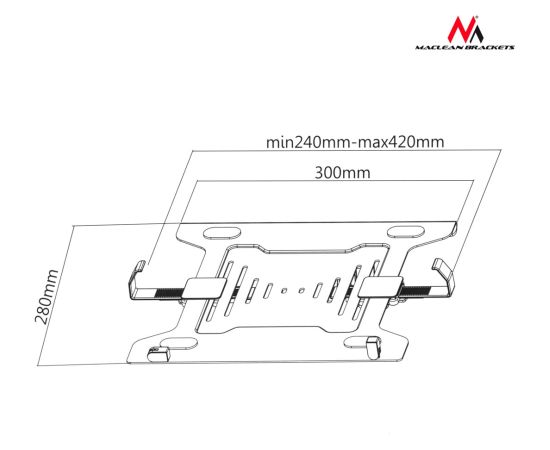 Maclean MC-764 - Laptop stand, monitor, suitable for spring-loaded grip