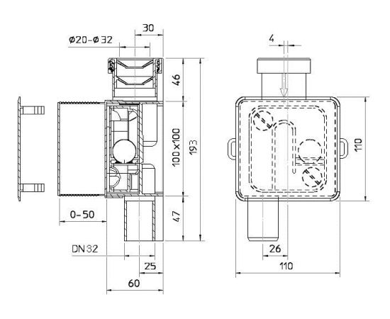 Hl Hutterer & Lechner Gmbh Kondensāta sifons DN32 zemapmetuma 0.15l/s - gab.