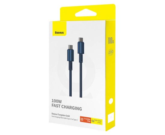 Cable USB-C to USB-C Baseus Tungsten Gold, 100W, 2m (blue)
