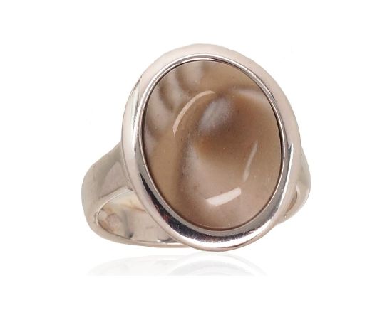 Серебряное кольцо #2101728(PRh-Gr)_FT, Серебро 925°, родий (покрытие), Полосатый флинт, Размер: 18.5, 5.7 гр.