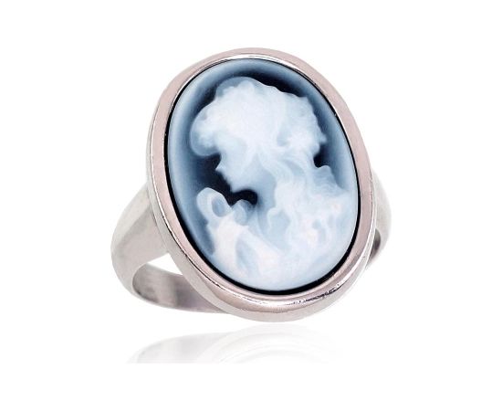 Серебряное кольцо #2101697(PRh-Gr)_AG, Серебро 925°, родий (покрытие), Агат, Размер: 18.5, 6.5 гр.