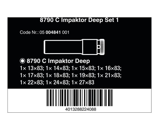 Wera 8790 C Impaktor Deep Set 1, 11 pieces, socket wrench (black, 1/2", in textile box)