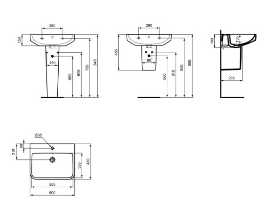 Ideal Standard i.life B izlietne, 550x480x180mm (h) - gab.