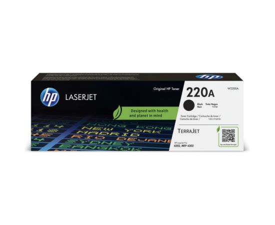 HP 220A Black Laser Toner Cartridge, 2000 pages, for HP LaserJet Pro 4302fdn / W2200A