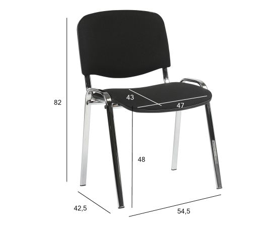 Стул для посетителей ISO 54,5x42,5xH82/47cм, сиденье: ткань, цвет: чёрный, рама: хром