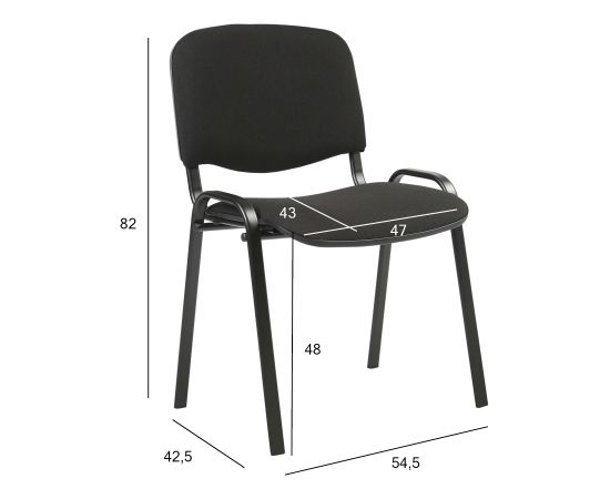 Стул для посетителей ISO 54,5x42,5xH82/47cм, сиденье: ткань, цвет: чёрный, рама: чёрный