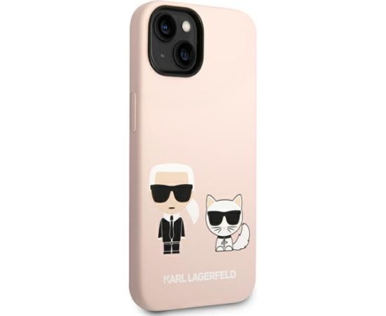 Karl Lagerfeld MagSafe Compatible Case Liquid Silicone Karl and Choupette for iPhone 14 Plus Pink