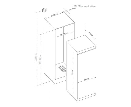 Built-in fridge De Dietrich DRL1770EB