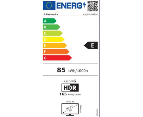 TV Set LG 65" 4K/Smart 3840x2160 Wireless LAN Bluetooth webOS 65QNED86T3A