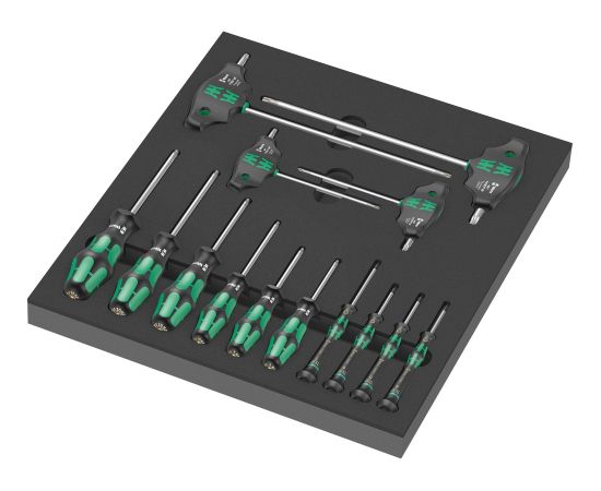 Wera 9712 foam insert TORX HF screwdriver set 1, 14 pieces (black/grey, in foam insert for workshop trolley)