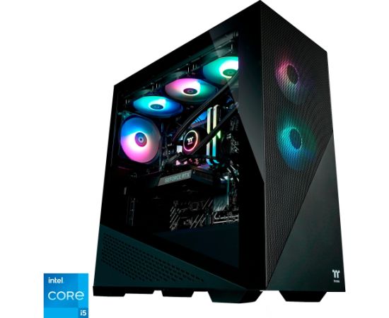 Thermaltake Hyperion V2 Black, gaming PC (black/transparent, Windows 11 Home 64-bit)