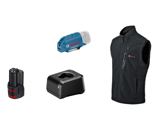 Bosch Heat+Jacket GHV 12+18V kit size 3XL, work clothing (black, incl. charger GAL 12V-20 Professional, 1x battery GBA 12V 2.0Ah)