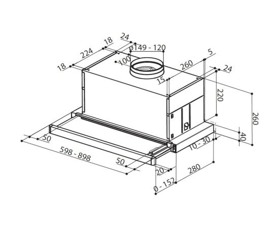 Faber MAXIMA EV8 Inox 60cm Tvaika nosūcējs, izvelkams