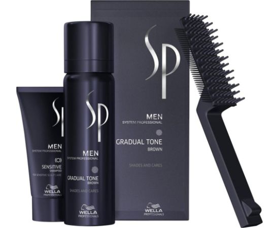 Wella WELLA PROFESSIONALS_SET SP Men Gradual Tone Brown zestaw do stopniowej eliminacji siwizny pianka pigmentująca 60ml + łagodny szampon 30ml + szczoteczka