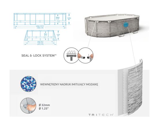 Baseins Bestway "Power Steel Rattan", 488 x 305 x 107 cm