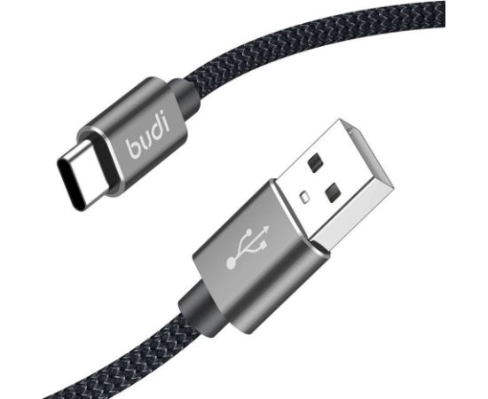 USB-A to USB-C Cable Budi 206T/2M 2.4A 2M (black)