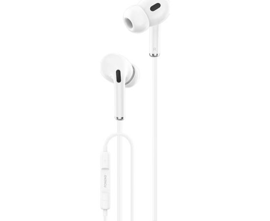 In-ear headphones, wired Foneng T33, mini jack 3.5mm, microphone (white)