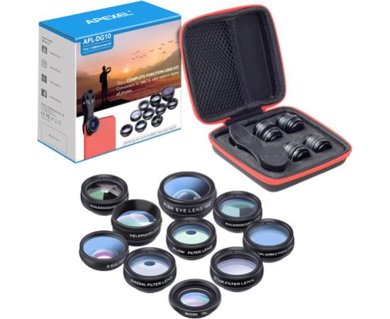 Mobile lens kit APEXEL APL-DG10 10 in 1 (black)