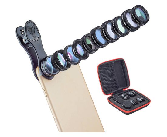 Mobile lens kit APEXEL APL-DG10 10 in 1 (black)