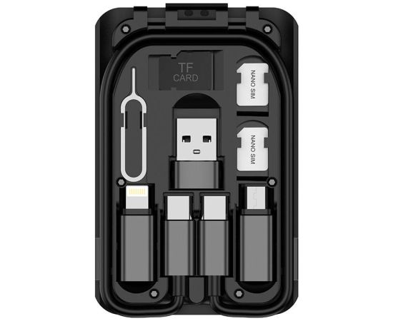 Multi-functional box for phones Budi 515C, 6 types cables (black)