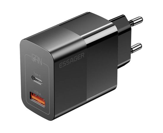 Charger USB-C+USB-A 33W Essager GaN (black)