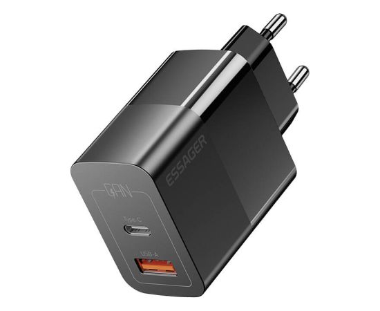 Charger USB-C+USB-A 33W Essager GaN (black)