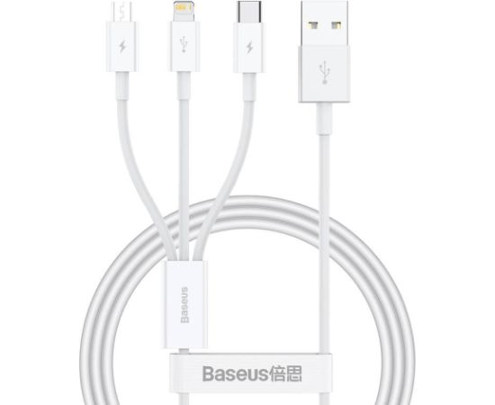 Quick Charge USB to M+L+C  Baseus Superior Data 3.5A 1m (White)