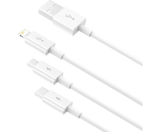 Quick Charge USB to M+L+C  Baseus Superior Data 3.5A 1m (White)