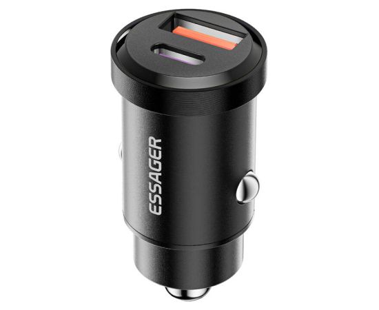 Car Charger USB-A+USB-C 30W Essager (black)