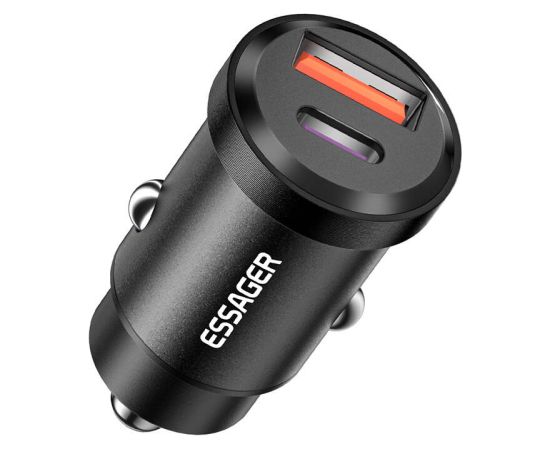 Car Charger USB-A+USB-C 30W Essager (black)