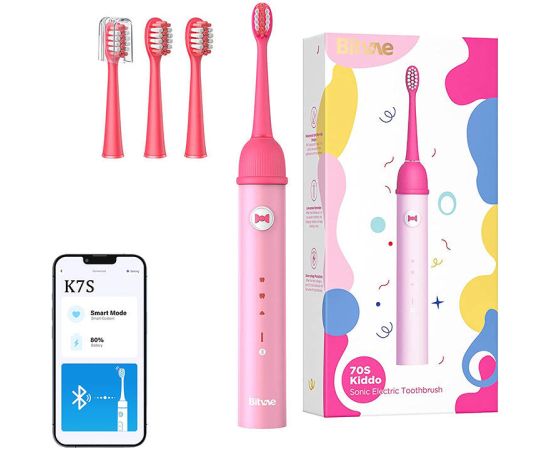 Sonic toothbrush with app for kids and tips set  Bitvae K7S (pink)